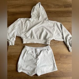 Aritzia TNA Airy Light Blue Hoodie and Shorts Matching Set - Size L